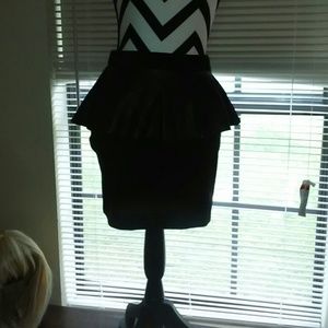 fabric skirt with faux leather